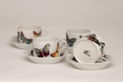 Piero Fornasetti Set of Farfalle Butterflies Cups and Saucers by Piero Fornasetti Italy 1955