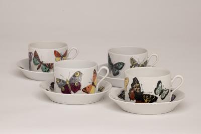 Piero Fornasetti Set of Farfalle Butterflies Cups and Saucers by Piero Fornasetti Italy 1955
