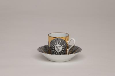 Piero Fornasetti Set of Soli e Luni Sun and Moon Cups and Saucers by Piero Fornasetti c 1955
