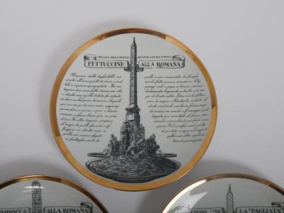Piero Fornasetti Set of six Fornasetti Specialita Romane recipe plates c1950