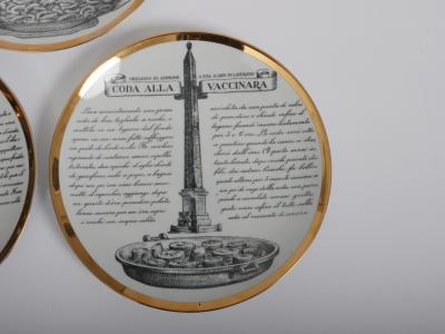 Piero Fornasetti Set of six Fornasetti Specialita Romane recipe plates c1950