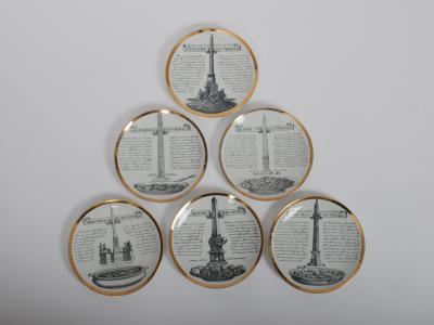 Piero Fornasetti Set of six Fornasetti Specialita Romane recipe plates c1950