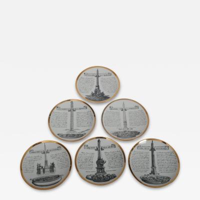 Piero Fornasetti Set of six Fornasetti Specialita Romane recipe plates c1950