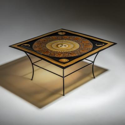 Piero Fornasetti Square Fornasetti Coffee Table with Sun Motif 20th Century