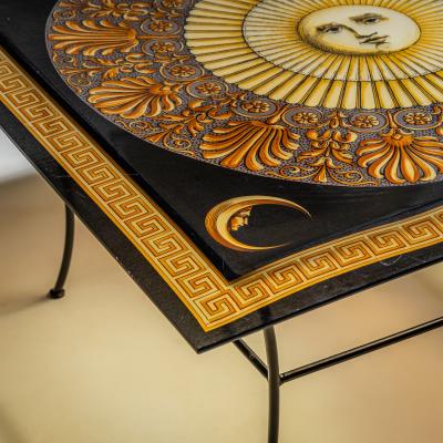 Piero Fornasetti Square Fornasetti Coffee Table with Sun Motif 20th Century