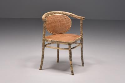 Piero Fornasetti Thonet Chair with Fornasetti Style Print 1905