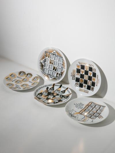 Piero Fornasetti Unique Set of 23 Calendar Plates by Piero Fornasetti