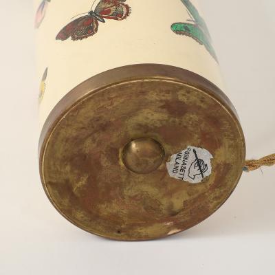Piero Fornasetti Vintage Farfalle Table Lamp by Piero Fornasetti with Custom Raffia Shade Italy