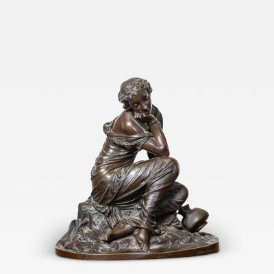 Pierre Alexandre Schoenewerk French 19th Century Bronze Sculpture of a Maiden with a Jug by Schoenewerk