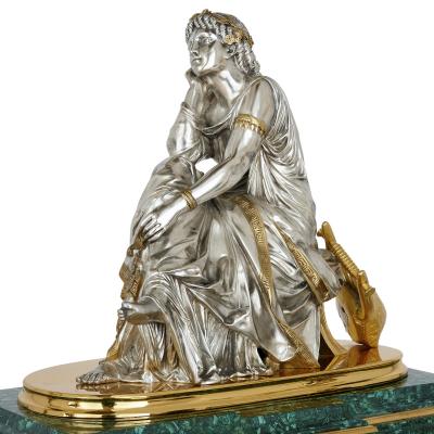 Pierre Alexandre Schoenewerk French ormolu and silvered bronze mounted malachite three piece clock set