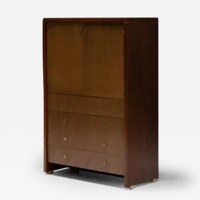 Pierre Balmain Walnut and Brass Cabinet by Pierre Balmain France 1980s