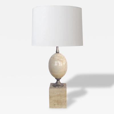 Pierre Barbier A Good French Pierre Barbier Polished Travertine and Chrome Lamp