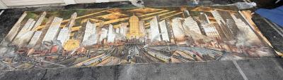 Pierre Bourdelle Monumental Huge 30L New York City Skyline Painting Bourdelle Maloubier 1957