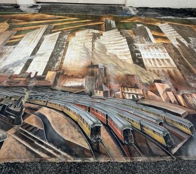 Pierre Bourdelle Monumental Huge 30L New York City Skyline Painting Bourdelle Maloubier 1957