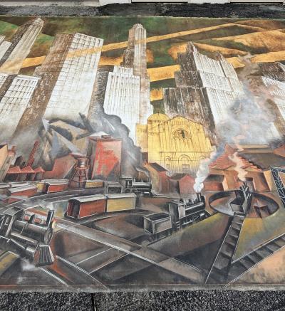 Pierre Bourdelle Monumental Huge 30L New York City Skyline Painting Bourdelle Maloubier 1957