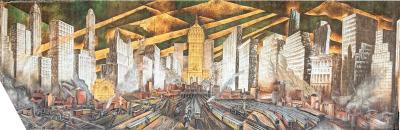 Pierre Bourdelle Monumental Huge 30L New York City Skyline Painting Bourdelle Maloubier 1957