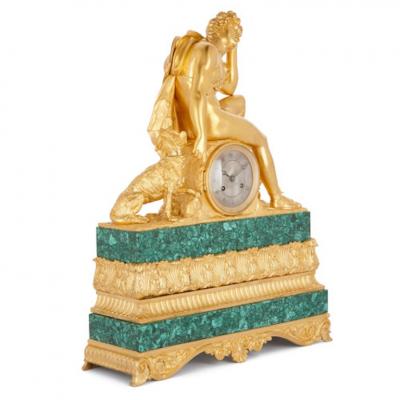 Pierre C sar Honor Pons 19th Century malachite and gilt bronze mantel clock by Honor Pons