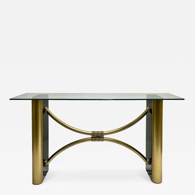 Pierre Cardin 1970s French Art Deco Style Black Gold Console Table Attributed to Pierre Cardin