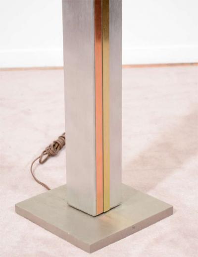 Pierre Cardin MODERNIST BRUSHED CHROME BRASS AND COPPER FLOOR LAMP BY PIERRE CARDIN