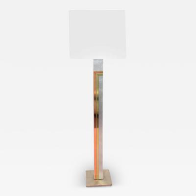 Pierre Cardin MODERNIST BRUSHED CHROME BRASS AND COPPER FLOOR LAMP BY PIERRE CARDIN