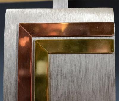 Pierre Cardin MODERNIST BRUSHED CHROME COPPER AND BRASS LAMPS BY PIERRE CARDIN FOR LAUREL