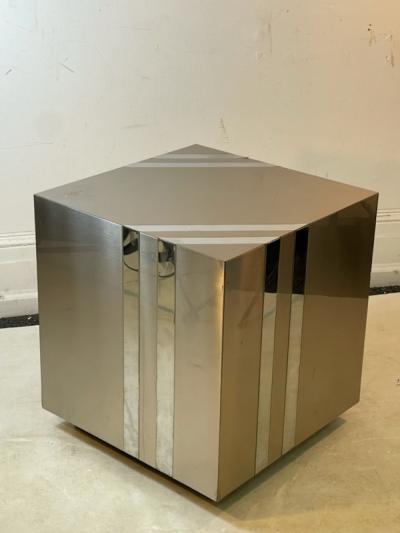 Pierre Cardin MODERNIST STRIPED CHROME CUBE BY PIERRE CARDIN