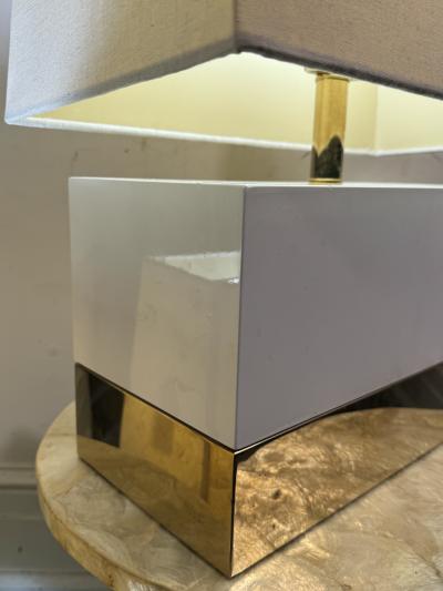 Pierre Cardin MODERNIST WHITE LACQUER BRASS LAMPS IN THE MANNER OF PIERRE CARDIN
