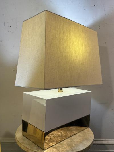 Pierre Cardin MODERNIST WHITE LACQUER BRASS LAMPS IN THE MANNER OF PIERRE CARDIN
