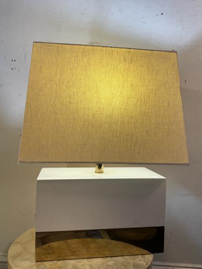 Pierre Cardin MODERNIST WHITE LACQUER BRASS LAMPS IN THE MANNER OF PIERRE CARDIN