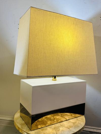 Pierre Cardin MODERNIST WHITE LACQUER BRASS LAMPS IN THE MANNER OF PIERRE CARDIN