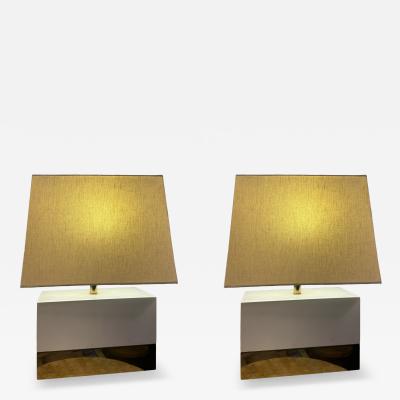 Pierre Cardin MODERNIST WHITE LACQUER BRASS LAMPS IN THE MANNER OF PIERRE CARDIN