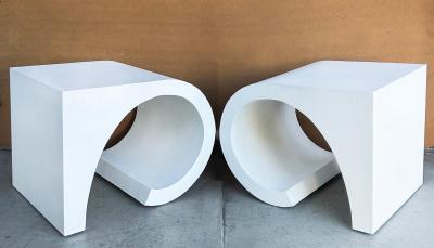 Pierre Cardin Mid Century Modern Pierre Cardin Inspired Side Tables Lacquered Fiber Cloth