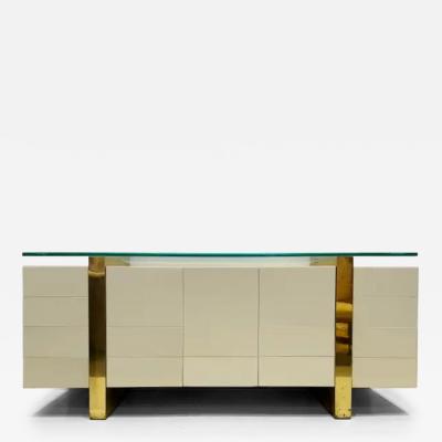 Pierre Cardin Mid century Modern Credenza Brass and Glass Cardin Inspired
