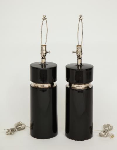 Pierre Cardin Modernist Black Ceramic Lamps