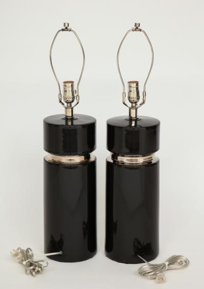 Pierre Cardin Modernist Black Ceramic Lamps