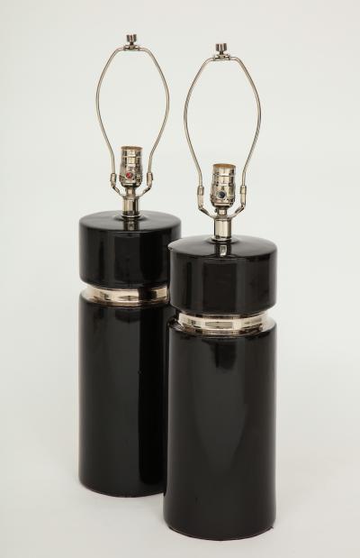Pierre Cardin Modernist Black Ceramic Lamps