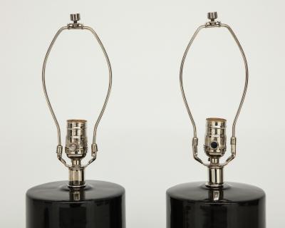 Pierre Cardin Modernist Black Ceramic Lamps