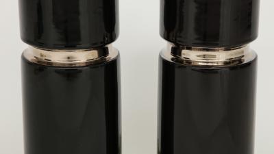 Pierre Cardin Modernist Black Ceramic Lamps