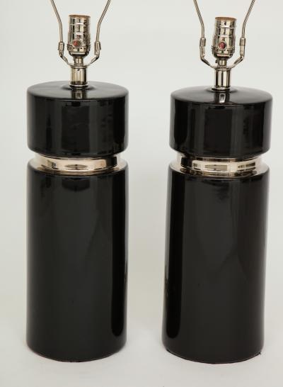 Pierre Cardin Modernist Black Ceramic Lamps