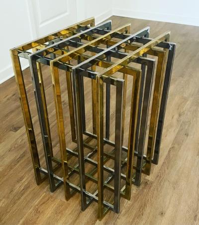 Pierre Cardin PIERRE CARDIN GEOMETRIC CHROME AND BRASS CAGE DINING TABLE