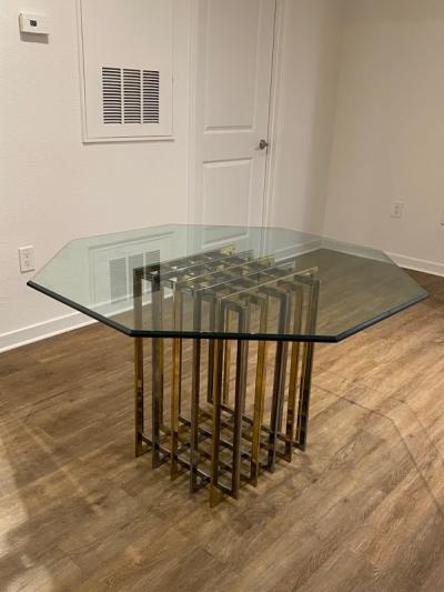 Pierre Cardin PIERRE CARDIN GEOMETRIC CHROME AND BRASS CAGE DINING TABLE