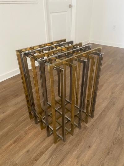Pierre Cardin PIERRE CARDIN GEOMETRIC CHROME AND BRASS CAGE DINING TABLE