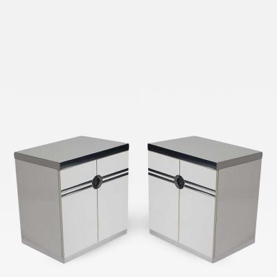 Pierre Cardin Pair of Mid Century Modern White Nightstands by Pierre Cardin in Art Deco Form