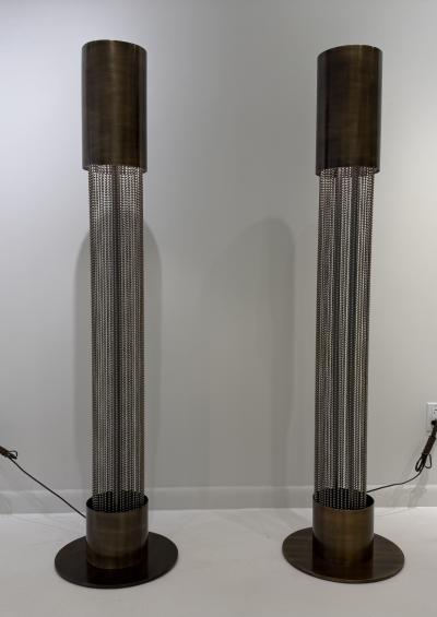 Pierre Cardin Pair of Pierre Cardin 1960s Aged Brass French Mid Century Floor Lamps