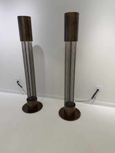 Pierre Cardin Pair of Pierre Cardin 1960s Aged Brass French Mid Century Floor Lamps