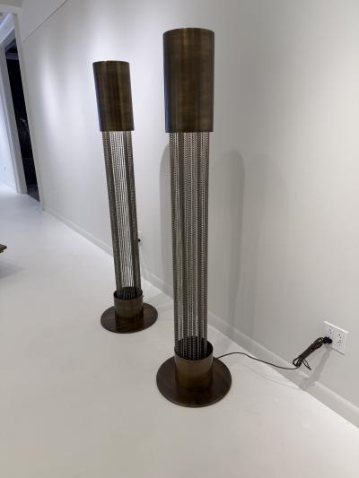 Pierre Cardin Pair of Pierre Cardin 1960s Aged Brass French Mid Century Floor Lamps