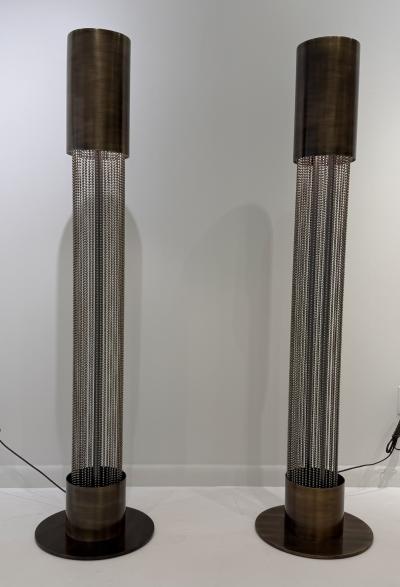 Pierre Cardin Pair of Pierre Cardin 1960s Aged Brass French Mid Century Floor Lamps