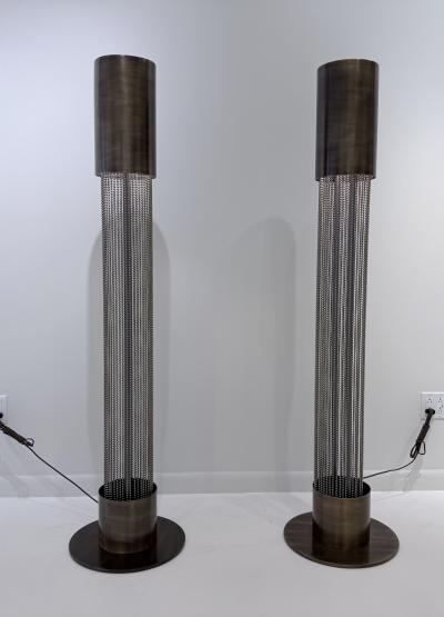 Pierre Cardin Pair of Pierre Cardin 1960s Aged Brass French Mid Century Floor Lamps