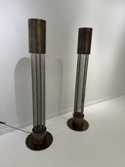 Pierre Cardin Pair of Pierre Cardin 1960s Aged Brass French Mid Century Floor Lamps