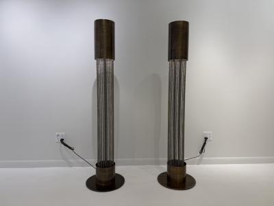 Pierre Cardin Pair of Pierre Cardin 1960s Aged Brass French Mid Century Floor Lamps